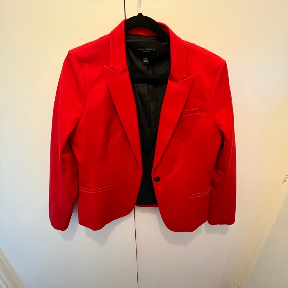 Size 12 Banana Republic Red One Button Blazer